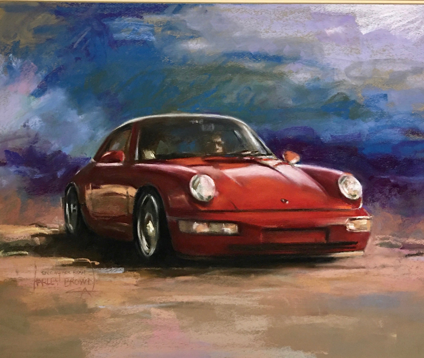 Porche 911 by Harley Brown Original Pastel-Framed
